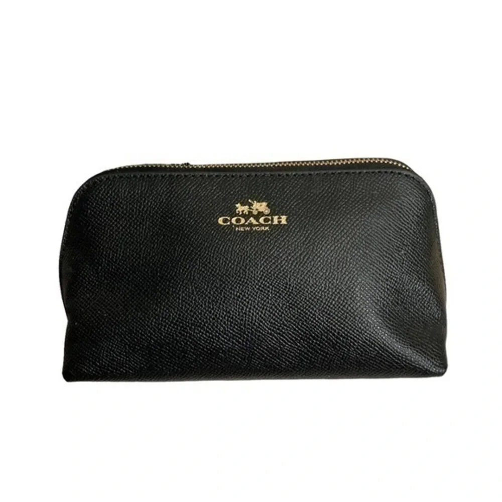 Coach grained leather black cosmetic bag